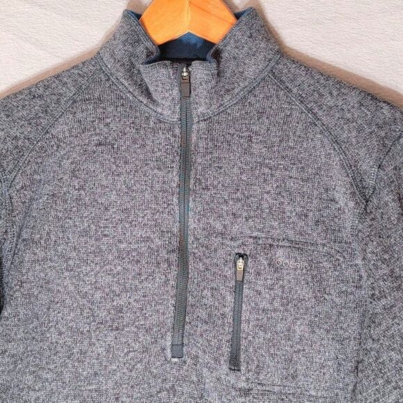 Woolrich Half Zip Knit Sweater Mens M Gray Blue Long Sleeve Mock Neck Pullover - Picture 3 of 13